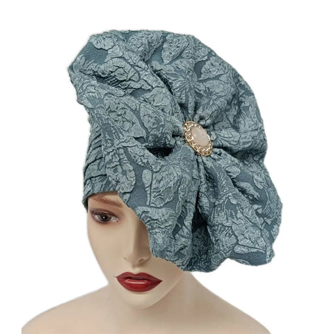 Image of Big Flowers Pleated Top Hats Headtie-FrenzyAfricanFashion.com