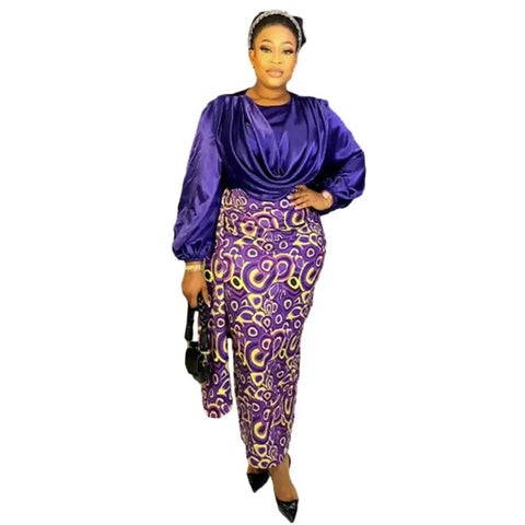 Image of Two Pieces Set Tops And Skirts Suits Ankara Outfits Plus Size Lady Party-FrenzyAfricanFashion.com