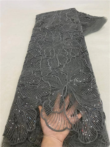 Image of 5 Yards African Sequins Lace Fabric-FrenzyAfricanFashion.com