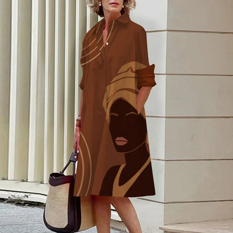 Image of Sexy Shirt Summer Dress Loose Fashion Lapel-FrenzyAfricanFashion.com