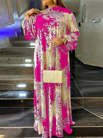 Image of Summer Maxi Dress Women Floral Printed Party Dresses Lantern Sleeve Sundress Bohemian-FrenzyAfricanFashion.com