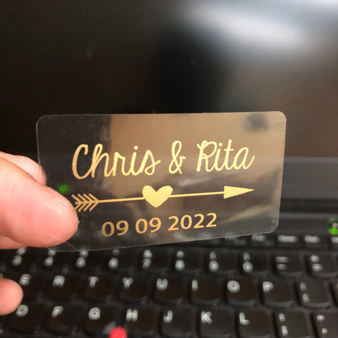 Image of Custom Transparent Labels, Wedding Labels-FrenzyAfricanFashion.com