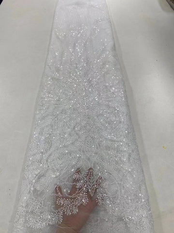 Image of Luxurious Sequence Lace Fabrics With Sequins Beaded-FrenzyAfricanFashion.com