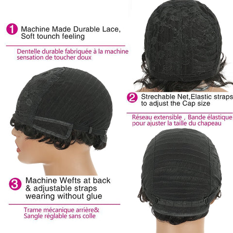 Image of Curly Human Hair Wigs For Women Human Hair Bob Wig Kinky Curly Wig With Bangs-FrenzyAfricanFashion.com