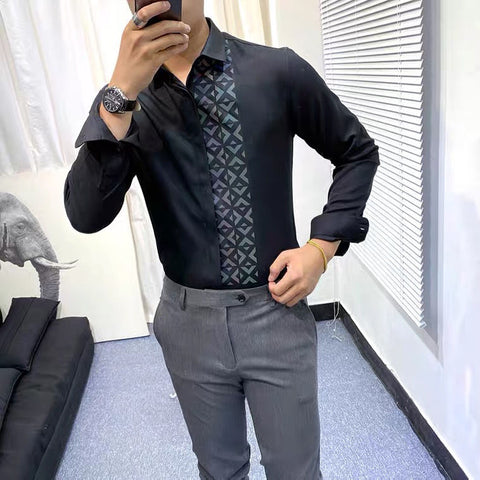 Image of Autumn British fashion printed long sleeve shirt-FrenzyAfricanFashion.com