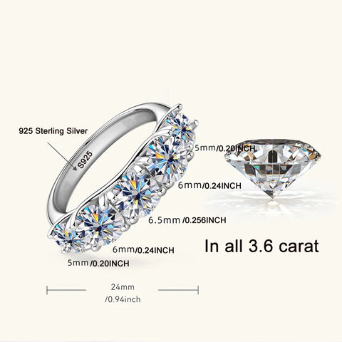 Image of Women's Luxury Silver 925 Rings Sparkling 3.6ct Diamond Moissanite Rings for Bride Engagement Wedding Band Gift Jewelry-FrenzyAfricanFashion.com