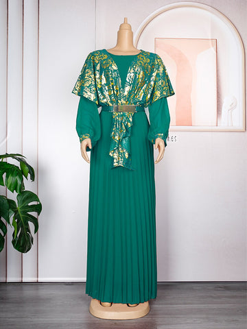 Image of Chiffon Dresses Women Plus Size Evening Party Long Dress Dashiki Print Muslim Abaya Kaftan-FrenzyAfricanFashion.com