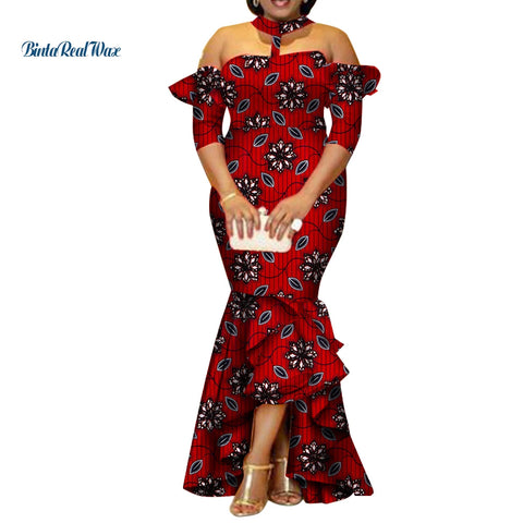 Image of African Dresses for Women Half Sleeve Long Dresses-FrenzyAfricanFashion.com