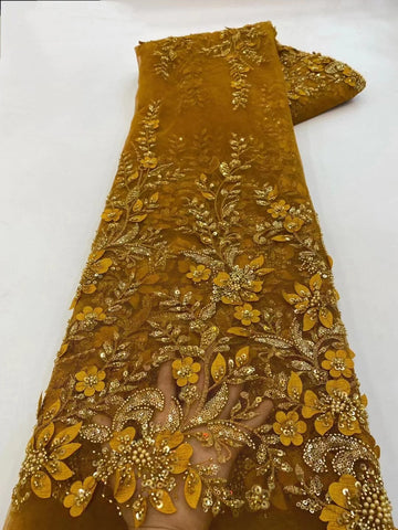 Image of 5 Yards Luxury African Sequins wedding Lace With Beads-FrenzyAfricanFashion.com