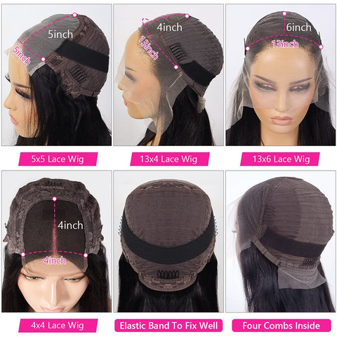 Image of Glueless Lace Front Human Hair Wigs Full Body Wave HD Lace Frontal Wig 13x6 Transparent Lace Wigs For Women Human Hair-FrenzyAfricanFashion.com