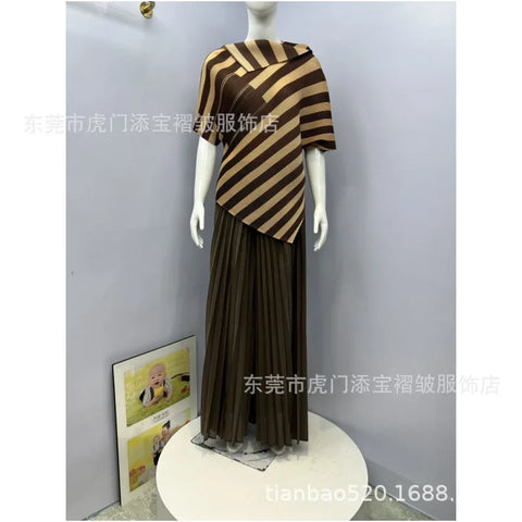 Image of Pleated Women's Suit Big Swing Skirt Two Piece Suit-FrenzyAfricanFashion.com