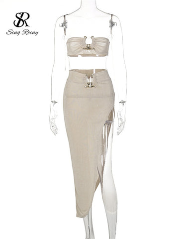 Image of Irregular Women Summer Sets Party Sexy Two Piece Sets-FrenzyAfricanFashion.com