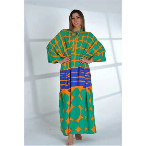 Image of Maxi Dress Batwing Sleeve Tunic Spring Autumn Beach Dress Kaftan Cover-ups-FrenzyAfricanFashion.com