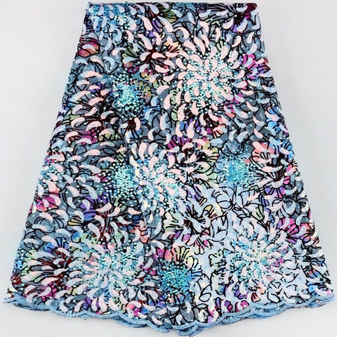 Image of Tulle Lace Fabric Luxury Sequins Mesh-FrenzyAfricanFashion.com