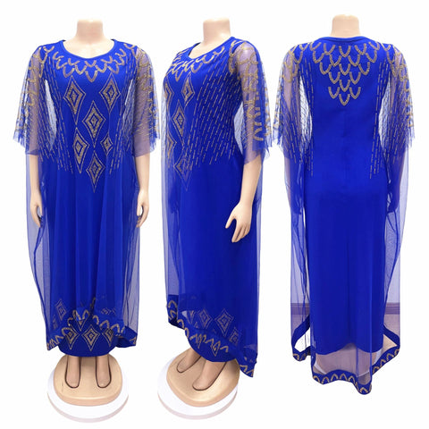 Image of Two-Piece African Dresses Mesh Caftan Dress Abaya Clothes-FrenzyAfricanFashion.com