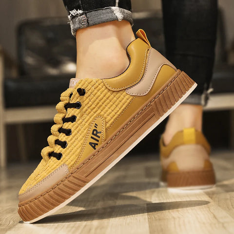 Image of Youth Trendy Board Shoes Corduroy Student Sports Shoes Outdoor Sneakers Male Footwear-FrenzyAfricanFashion.com
