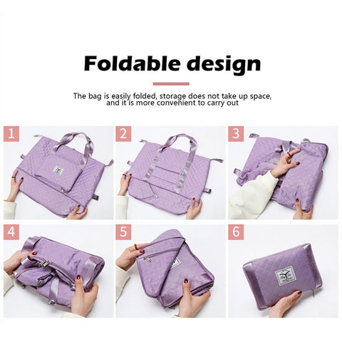 Image of Foldable Travel Bag Wet Dry Separation Waterproof Handbag Lingge Large Capacity Solid Tote Bag Women Gym Yoga Shoulder Bags-FrenzyAfricanFashion.com