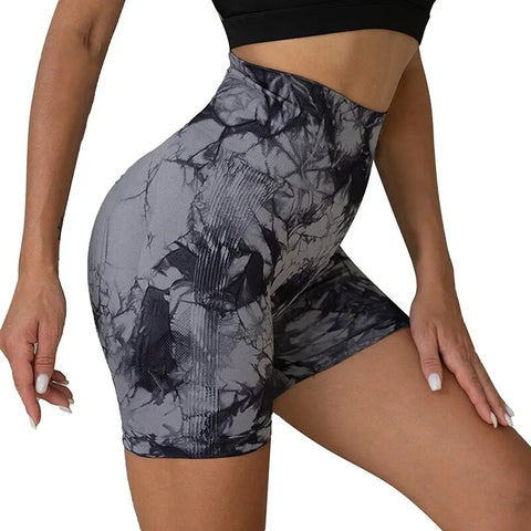 Image of Tie dye Seamless Fitness Shorts Women-FrenzyAfricanFashion.com