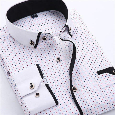 Image of Jenkins Dress Shirt Long Sleeve Slim Fit Button Down Collar Business Shirts-FrenzyAfricanFashion.com