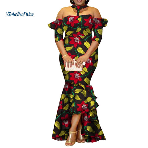 Image of African Dresses for Women Half Sleeve Long Dresses-FrenzyAfricanFashion.com