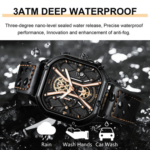 Image of BeniSap Fashion Men Wristwatches Luxury Chronograph Luminous Waterproof Date Man Watch Square-FrenzyAfricanFashion.com