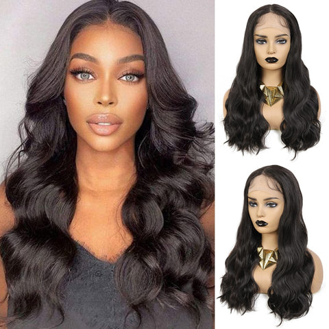 Image of Synthetic Lace Front Wig with Baby Hair 18 Inch Medium Body Wavy-FrenzyAfricanFashion.com
