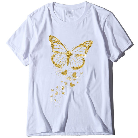 Image of Golden Butterfly Print Women T Shirt Short Sleeve O Neck Loose Women Tshirt Ladies Tee Shirt Tops Cloth-FrenzyAfricanFashion.com