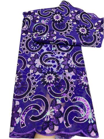 Image of 5 yards High quality African sequins lace fabric wedding Nigerian occasional-FrenzyAfricanFashion.com