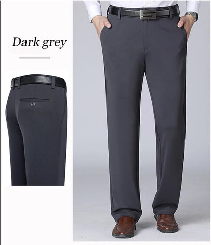 Image of Men's Trousers Summer Thin Business Casual Pants Classic Solid Color Elastic Comfortable Loose Straight Brand Men's Wear-FrenzyAfricanFashion.com