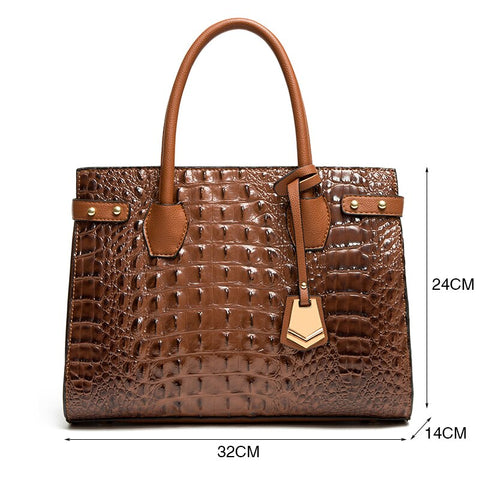 Image of Luxury Croco Pattern Purses and Handbags Set Women Shoulder Designer Brand Leather Crossbody Bag Large Ladies Hand Bags-FrenzyAfricanFashion.com