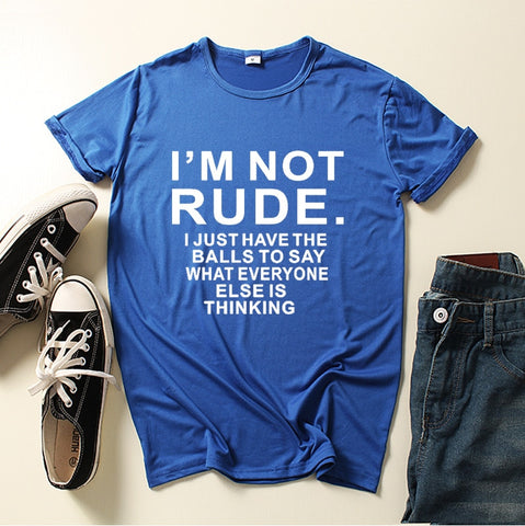 Image of I am Not Rude Letter Print Women T Shirt Short Sleeve O Neck Loose Women Tshirt Ladies Tee Shirt Tops Cloth-FrenzyAfricanFashion.com