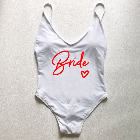 Image of Sexy Padded One Piece Swimsuit TEAM Bride love Swimwear Women Summer Beachwear Bachelor Party Plus Size Bathing Suit Swimming-FrenzyAfricanFashion.com