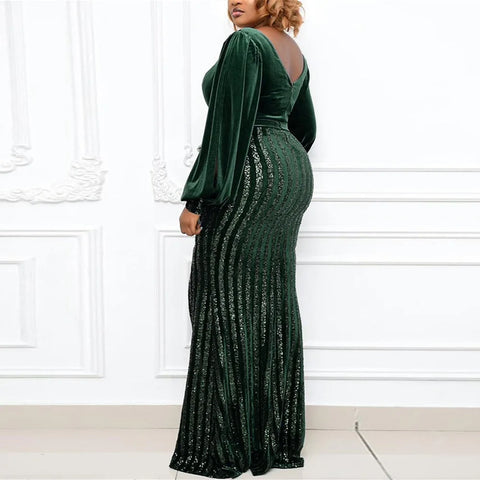 Image of Plus Size Clothing for Women 2021 Autumn African Women Long Sleeve Polyester Long Dress Maxi Dress African Dresses for Women-FrenzyAfricanFashion.com