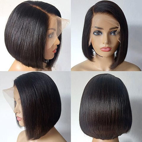 Image of Side Part Bob Wigs Bone Straight Human Hair-FrenzyAfricanFashion.com