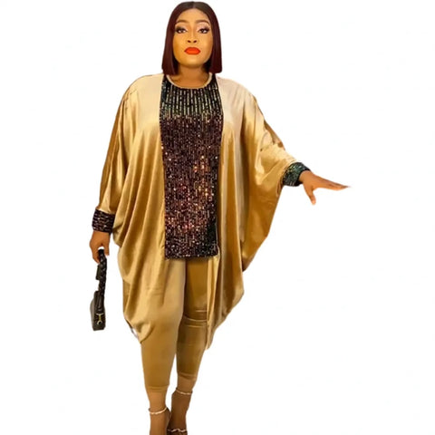 Image of Sequin Dress Women Outfits Autumn Velvet Tops Pants Trousers Suits-FrenzyAfricanFashion.com