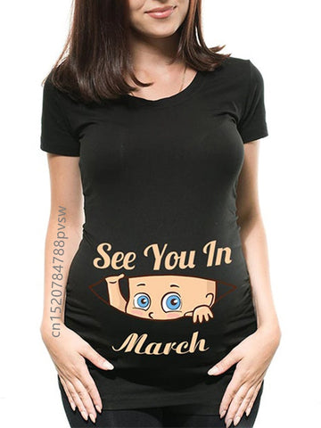 Image of Funny See You In January-December Women Pregnant T Shirt Female Maternity Pregnancy Announcement New Mom Cloth-FrenzyAfricanFashion.com