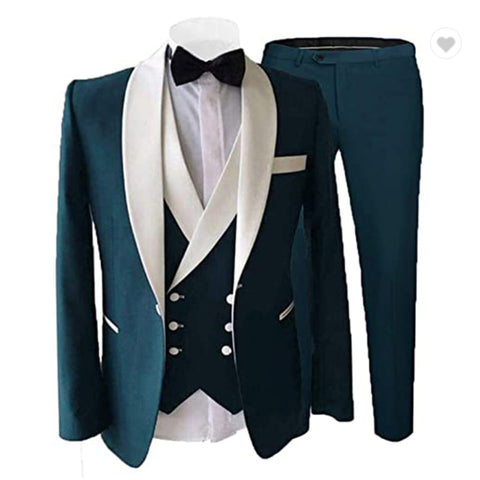 Image of Tailor Made Royal Blue Men's Suit 2021 Groom Tuxedos Peak Lapel Best Man Suits Mens Wedding Suits (Jacket+Pants+Vest)-FrenzyAfricanFashion.com