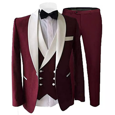 Image of Tailor Made Royal Blue Men's Suit 2021 Groom Tuxedos Peak Lapel Best Man Suits Mens Wedding Suits (Jacket+Pants+Vest)-FrenzyAfricanFashion.com