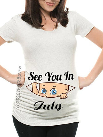 Image of Funny See You In January-December Women Pregnant T Shirt Female Maternity Pregnancy Announcement New Mom Cloth-FrenzyAfricanFashion.com