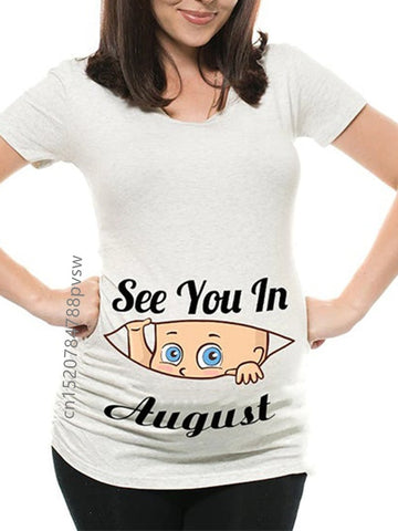 Image of Funny See You In January-December Women Pregnant T Shirt Female Maternity Pregnancy Announcement New Mom Cloth-FrenzyAfricanFashion.com