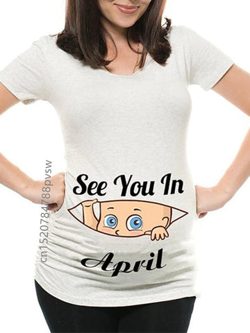 Image of Funny See You In January-December Women Pregnant T Shirt Female Maternity Pregnancy Announcement New Mom Cloth-FrenzyAfricanFashion.com
