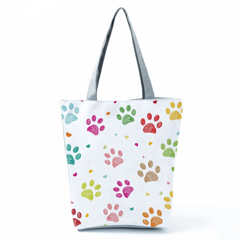 Image of Fashion Cat Dogs Paws Handbags Print Cute Cartoon Shopping Bag-FrenzyAfricanFashion.com