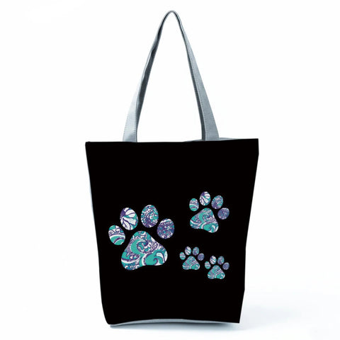 Image of Fashion Cat Dogs Paws Handbags Print Cute Cartoon Shopping Bag-FrenzyAfricanFashion.com