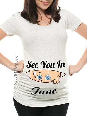Image of Funny See You In January-December Women Pregnant T Shirt Female Maternity Pregnancy Announcement New Mom Cloth-FrenzyAfricanFashion.com