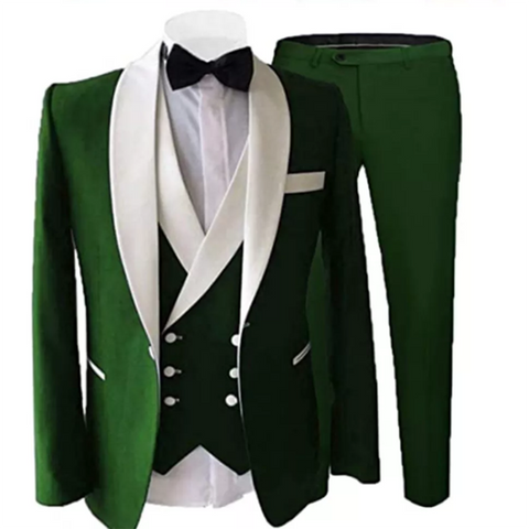 Image of Tailor Made Royal Blue Men's Suit 2021 Groom Tuxedos Peak Lapel Best Man Suits Mens Wedding Suits (Jacket+Pants+Vest)-FrenzyAfricanFashion.com
