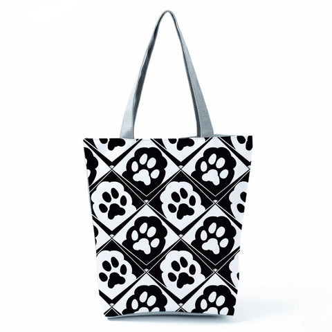 Image of Fashion Cat Dogs Paws Handbags Print Cute Cartoon Shopping Bag-FrenzyAfricanFashion.com
