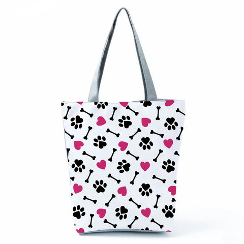 Image of Fashion Cat Dogs Paws Handbags Print Cute Cartoon Shopping Bag-FrenzyAfricanFashion.com
