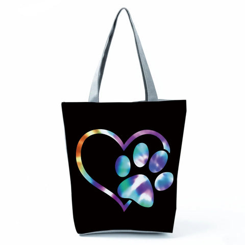 Image of Fashion Cat Dogs Paws Handbags Print Cute Cartoon Shopping Bag-FrenzyAfricanFashion.com