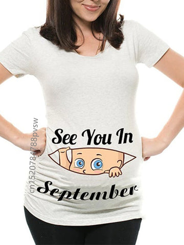 Image of Funny See You In January-December Women Pregnant T Shirt Female Maternity Pregnancy Announcement New Mom Cloth-FrenzyAfricanFashion.com
