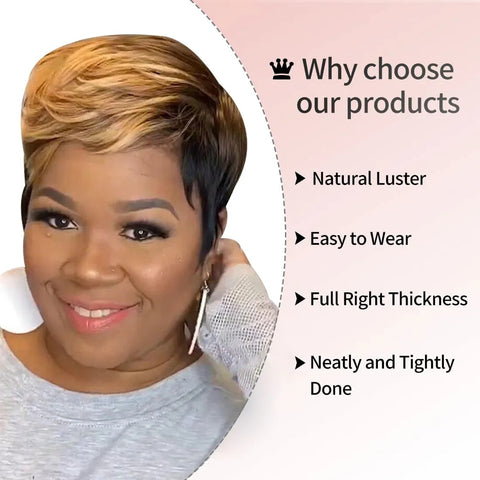 Image of Frenzy Straight Pixie Cut Hair Bob Wig Honey Gold-FrenzyAfricanFashion.com